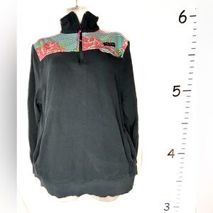 Simply‎ Southern Dark Blue Quarter Zip Floral & Pearls Cotton Jacket Medium